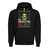 Black ugly Christmas Zipper Hoodie - killa-kam