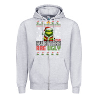 Heather Grey ugly Christmas Zipper Hoodie - killa-kam