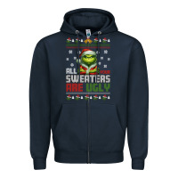 Navy ugly Christmas Zipper Hoodie - killa-kam