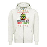 Oatmeal Heather ugly Christmas Zipper Hoodie - killa-kam