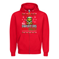 Red ugly Christmas Zipper Hoodie - killa-kam