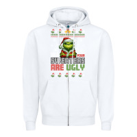 White ugly Christmas Zipper Hoodie - killa-kam