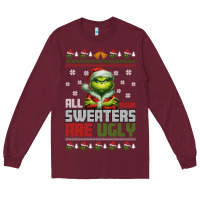 Burgundy ugly Christmas Long Sleeve Tee - killa-kam