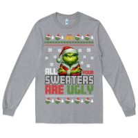 Heather Grey ugly Christmas Long Sleeve Tee - killa-kam