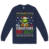 Navy ugly Christmas Long Sleeve Tee - killa-kam