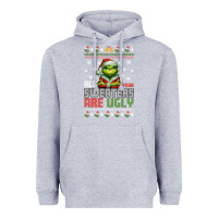 Heather Grey ugly Christmas Heavyweight Hoodie - killa-kam