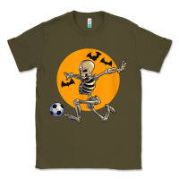 Army Green skeleton soccer player funny halloween blood moon Classic Tee - DesignPulse