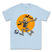 Dusty Blue skeleton soccer player funny halloween blood moon Classic Tee - DesignPulse