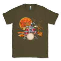 Army Green Skeleton Drummer Halloween Costume Playing Drums Mens Boys Classic Tee - DesignPulse