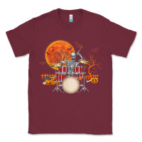 Burgundy Skeleton Drummer Halloween Costume Playing Drums Mens Boys Classic Tee - DesignPulse