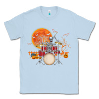 Dusty Blue Skeleton Drummer Halloween Costume Playing Drums Mens Boys Classic Tee - DesignPulse