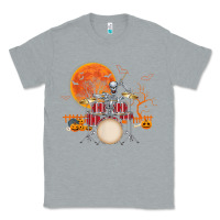 Heather Grey Skeleton Drummer Halloween Costume Playing Drums Mens Boys Classic Tee - DesignPulse