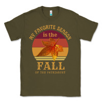 Army Green feminist my favorite season is fall patriarchy retro vintage long slee Classic Tee - DesignPulse