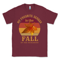 Burgundy feminist my favorite season is fall patriarchy retro vintage long slee Classic Tee - DesignPulse