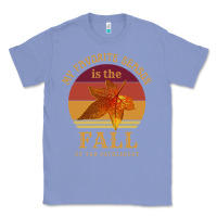 Colony Blue feminist my favorite season is fall patriarchy retro vintage long slee Classic Tee - DesignPulse