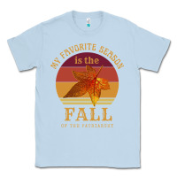 Dusty Blue feminist my favorite season is fall patriarchy retro vintage long slee Classic Tee - DesignPulse