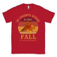 Red feminist my favorite season is fall patriarchy retro vintage long slee Classic Tee - DesignPulse