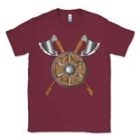 Burgundy renaissance fair faire festival medieval theme axe shield Classic Tee - DesignPulse