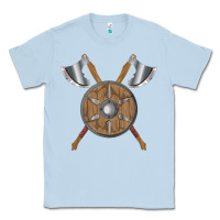 Dusty Blue renaissance fair faire festival medieval theme axe shield Classic Tee - DesignPulse