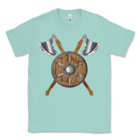 Seafoam renaissance fair faire festival medieval theme axe shield Classic Tee - DesignPulse