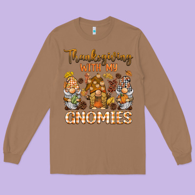 Thanksgiving With My  Gnomies Long Sleeve Tee Designed By Barkaloodesign