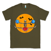 Army Green cheerleading skeleton halloween cheer skeleton cheerleader t shirt Classic Tee - DesignPulse