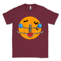 Burgundy cheerleading skeleton halloween cheer skeleton cheerleader t shirt Classic Tee - DesignPulse