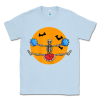 Dusty Blue cheerleading skeleton halloween cheer skeleton cheerleader t shirt Classic Tee - DesignPulse