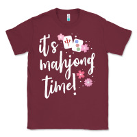 Burgundy womens mahjong gift for her mahjong player v neck t shirt Classic Tee - DesignPulse
