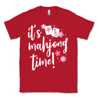 Red womens mahjong gift for her mahjong player v neck t shirt Classic Tee - DesignPulse