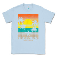 Dusty Blue windansea beach california ca surfer surfing surf palm tree Classic Tee - DesignPulse
