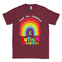 Burgundy autism awareness month t  shirt autism awareness rainbow accept unders Classic Tee - DesignPulse