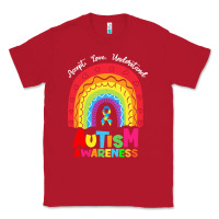 Red autism awareness month t  shirt autism awareness rainbow accept unders Classic Tee - DesignPulse