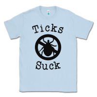 Dusty Blue ticks suck shirt lyme disease gift green awareness ribbon Classic Tee - DesignPulse