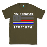 Army Green police fire ems first responder american flag firefighter t shirt Classic Tee - DesignPulse