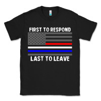 Black police fire ems first responder american flag firefighter t shirt Classic Tee - DesignPulse