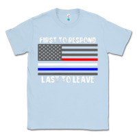 Dusty Blue police fire ems first responder american flag firefighter t shirt Classic Tee - DesignPulse