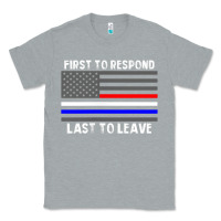 Heather Grey police fire ems first responder american flag firefighter t shirt Classic Tee - DesignPulse