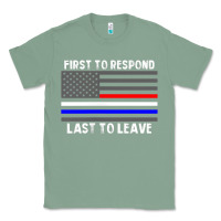 Sage police fire ems first responder american flag firefighter t shirt Classic Tee - DesignPulse
