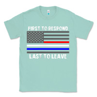 Seafoam police fire ems first responder american flag firefighter t shirt Classic Tee - DesignPulse
