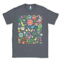 Charcoal Heather cute birds t  shirt birds and blooms   cute floral pattern by cecca de Classic Tee - DesignPulse