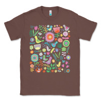 Chestnut cute birds t  shirt birds and blooms   cute floral pattern by cecca de Classic Tee - DesignPulse