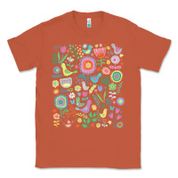 Copper cute birds t  shirt birds and blooms   cute floral pattern by cecca de Classic Tee - DesignPulse