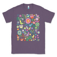 Lavender cute birds t  shirt birds and blooms   cute floral pattern by cecca de Classic Tee - DesignPulse