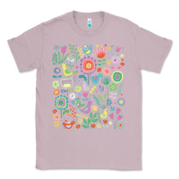Lilac cute birds t  shirt birds and blooms   cute floral pattern by cecca de Classic Tee - DesignPulse