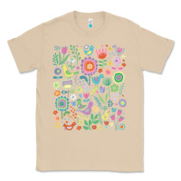Mushroom cute birds t  shirt birds and blooms   cute floral pattern by cecca de Classic Tee - DesignPulse