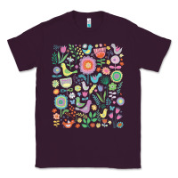Plum cute birds t  shirt birds and blooms   cute floral pattern by cecca de Classic Tee - DesignPulse