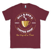 Burgundy bill and bob coffee shop aa recovery gift t shirt Classic Tee - PixelWave