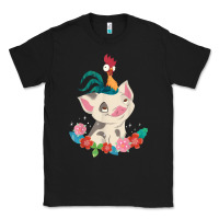 Black Moana HeiHei Rooster Pua Flowers Graphic Classic Tee - PixelWave