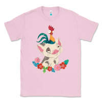 Bubblegum Pink Moana HeiHei Rooster Pua Flowers Graphic Classic Tee - PixelWave